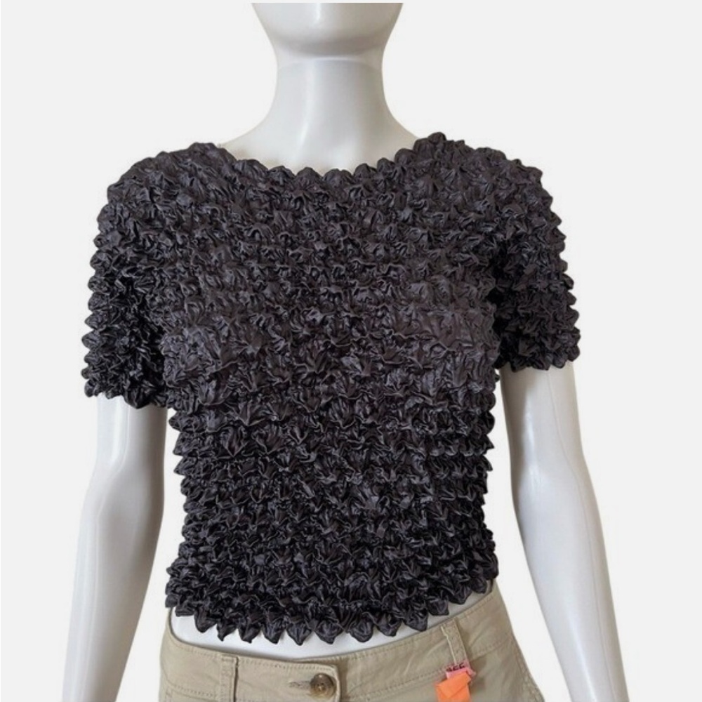 F.C. Popcorn Crinkle Top Magic Bubble Shirt Y2K 90's Crinkle Shirt - Picture 3 of 5